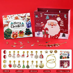 24days Christmas Advent Calendar Jewelry Gift Box DIY Golden Jewelry Bracelets