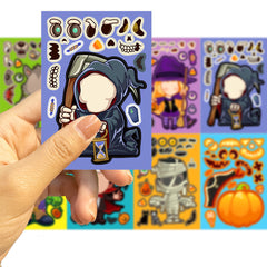 24PCS Halloween Stickers Halloween Make a Face Puzzle Sticker