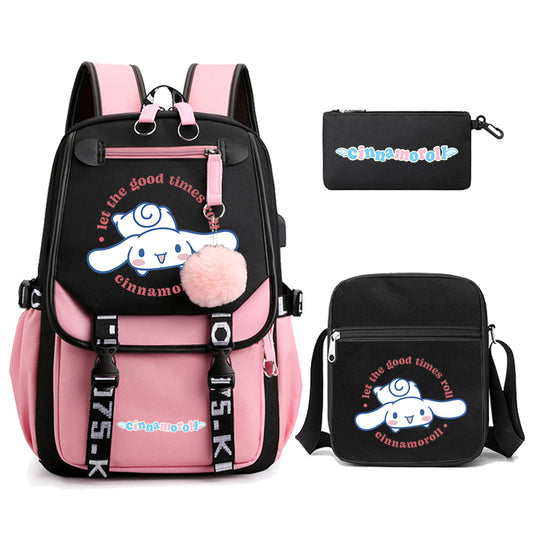 3Pcs/set Backpack Student Bookbag Set With Shoulder Bag