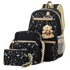 4 Set Canvas Backpacks Children Schoolbag Printing School Bags