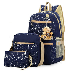 4 Set Canvas Backpacks Children Schoolbag Printing School Bags