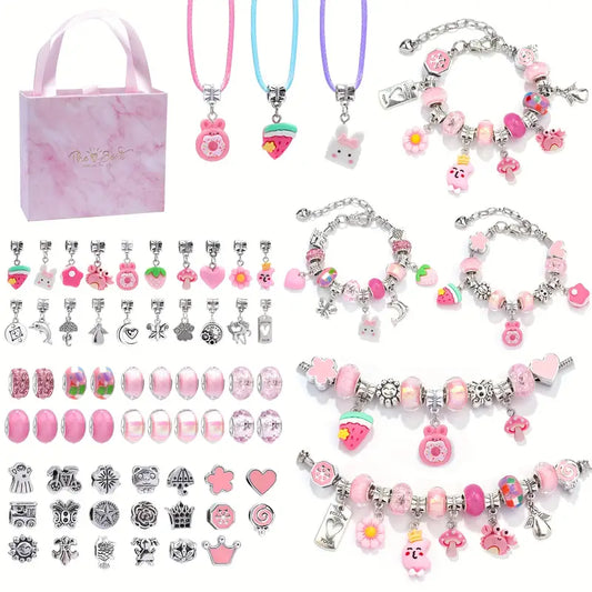 Charm Bracelet Neckalce DIY Jewelry Making Kit With Beads Pendants