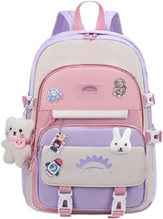 School Backpack Girls Laptop Backpack Elementary School Bags Bookbags With Pins and Pendant