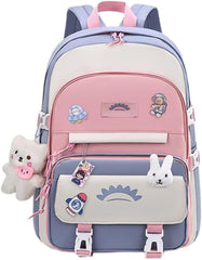 School Backpack Girls Laptop Backpack Elementary School Bags Bookbags With Pins and Pendant