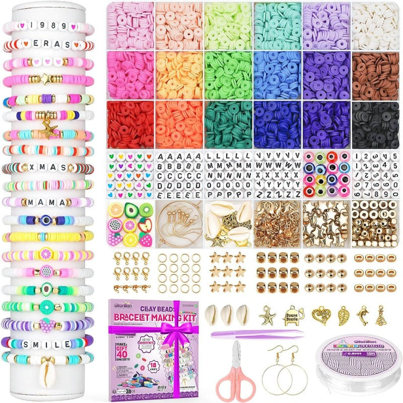 5200pcs Set  Clay Beads Bracelet Making Kit Polymer Clay Beads with Charms