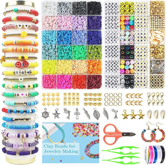 7200 Clay Beads Bracelet Making Kit Polymer Beads with Charms Gifts