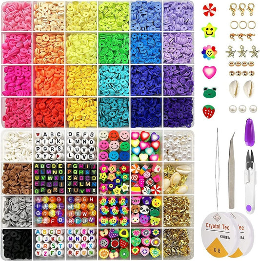 7200 Clay Beads Bracelet Making Kit Polymer Beads with Charms Gifts