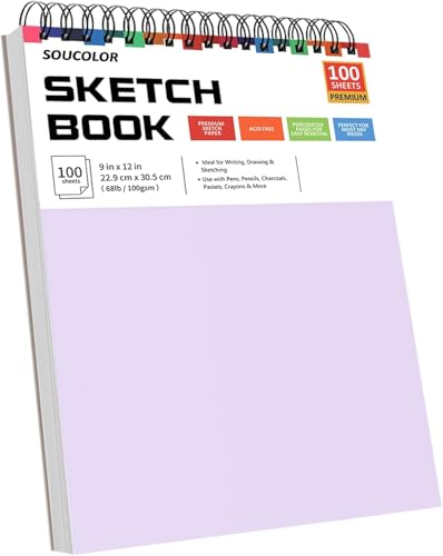 9" x 12" Sketch Book 2-Pack 100 Sheets Spiral Bound Art Sketchbook