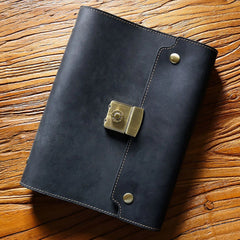 A5 Cowhide Simple Notebook Retro Password With Lock Diary