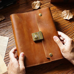 A5 Cowhide Simple Notebook Retro Password With Lock Diary