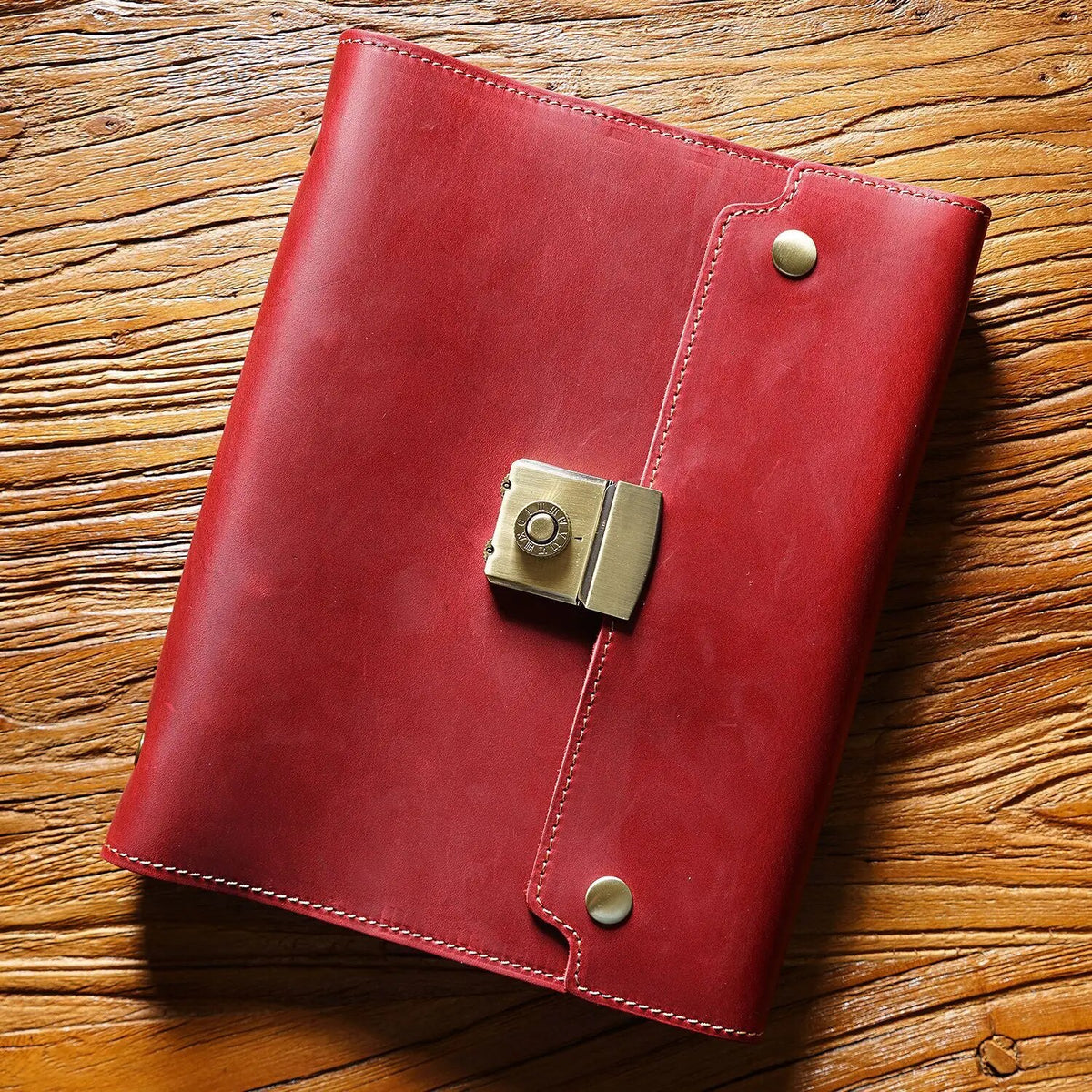 A5 Cowhide Simple Notebook Retro Password With Lock Diary