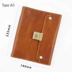 A5 Cowhide Simple Notebook Retro Password With Lock Diary