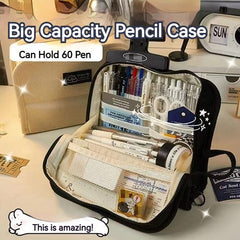 Big Capacity Pencil Case Mesh Compartments Large Pencil Pouch Pen Bag