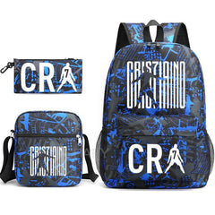 CR7 Fashion Backpack 3Pcs Set Large Capacity Student School Bag