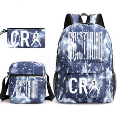 CR7 Fashion Backpack 3Pcs Set Large Capacity Student School Bag