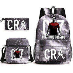 CR7 Fashion Backpack 3Pcs Set Large Capacity Student School Bag