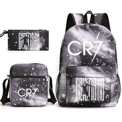 CR7 Fashion Backpack 3Pcs Set Large Capacity Student School Bag