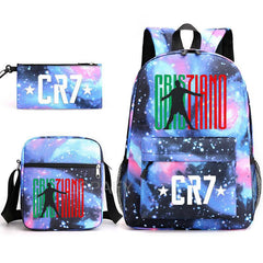 CR7 Fashion Backpack 3Pcs Set Large Capacity Student School Bag