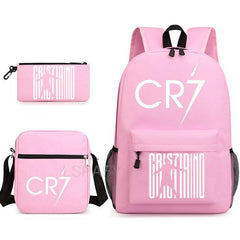 CR7 Fashion Backpack 3Pcs Set Large Capacity Student School Bag