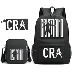 CR7 Fashion Backpack 3Pcs Set Large Capacity Student School Bag