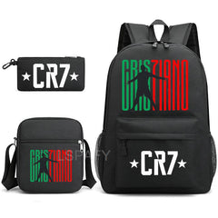 CR7 Fashion Backpack 3Pcs Set Large Capacity Student School Bag