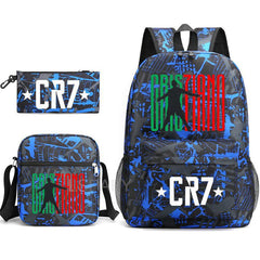 CR7 Fashion Backpack 3Pcs Set Large Capacity Student School Bag