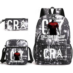 CR7 Fashion Backpack 3Pcs Set Large Capacity Student School Bag