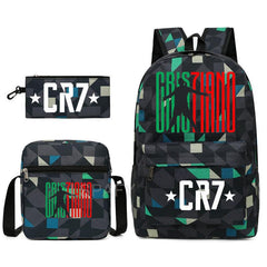 CR7 Fashion Backpack 3Pcs Set Large Capacity Student School Bag