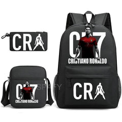 CR7 Fashion Backpack 3Pcs Set Large Capacity Student School Bag