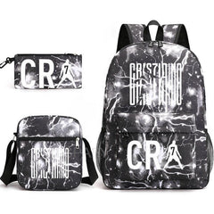 CR7 Fashion Backpack 3Pcs Set Large Capacity Student School Bag