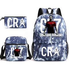 CR7 Fashion Backpack 3Pcs Set Large Capacity Student School Bag