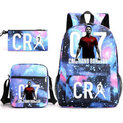 CR7 Fashion Backpack 3Pcs Set Large Capacity Student School Bag