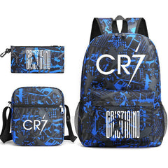 CR7 Fashion Backpack 3Pcs Set Large Capacity Student School Bag