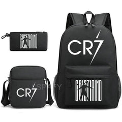 CR7 Fashion Backpack 3Pcs Set Large Capacity Student School Bag