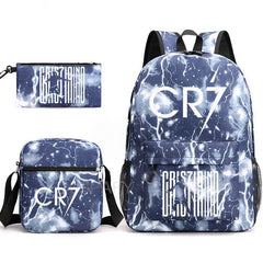 CR7 Fashion Backpack 3Pcs Set Large Capacity Student School Bag