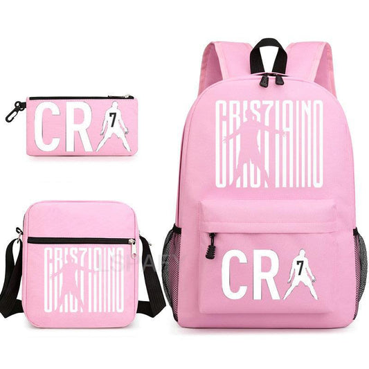 CR7 Fashion Backpack 3Pcs Set Large Capacity Student School Bag