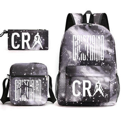 CR7 Fashion Backpack 3Pcs Set Large Capacity Student School Bag