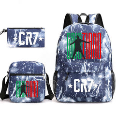 CR7 Fashion Backpack 3Pcs Set Large Capacity Student School Bag