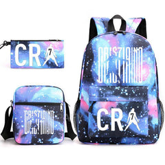 CR7 Fashion Backpack 3Pcs Set Large Capacity Student School Bag