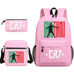 CR7 Fashion Backpack 3Pcs Set Large Capacity Student School Bag