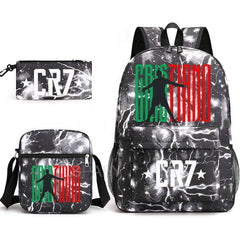 CR7 Fashion Backpack 3Pcs Set Large Capacity Student School Bag