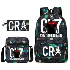 CR7 Fashion Backpack 3Pcs Set Large Capacity Student School Bag