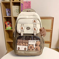 Cartoon Cute Backpack Large Capacity Backpacks Schoolbag WIth Funny Animal Pendant