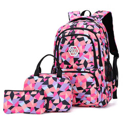 Printing School Backpack 3pcs Set Large Capacity Backpack