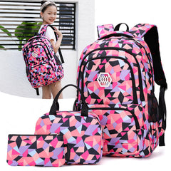 Printing School Backpack 3pcs Set Large Capacity Backpack