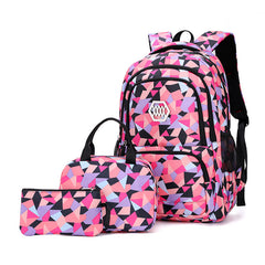 Printing School Backpack 3pcs Set Large Capacity Backpack