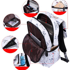 College Junior High Student Schoolbags Large Capacity Backpack With USB Charge Port