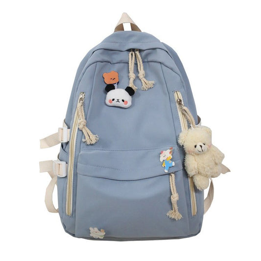 Cute Girl Backpack Nylon Large Capacity School Bag Students Backpack With Pendant