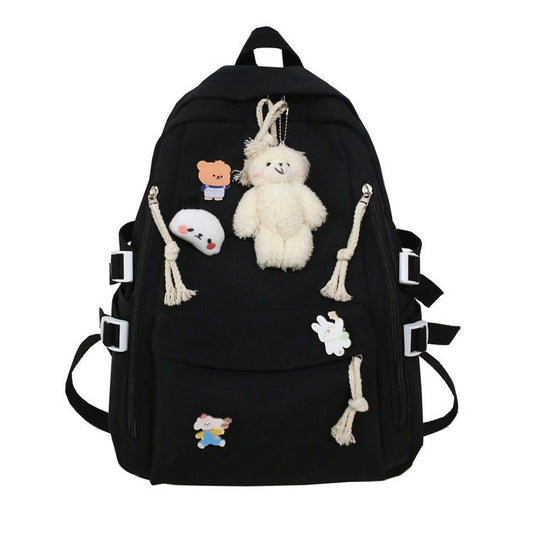 Cute Girl Backpack Nylon Large Capacity School Bag Students Backpack With Pendant