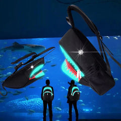 Nightlight Backpack Night Luminous Shark Laptop Backpack Chest Bag With USB Charge Port